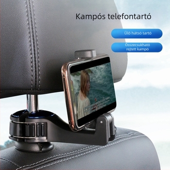 Univerzális hátsó fejtámla kampó csipesszel rögzíthető szerelvénnyel és telefon-tartóval