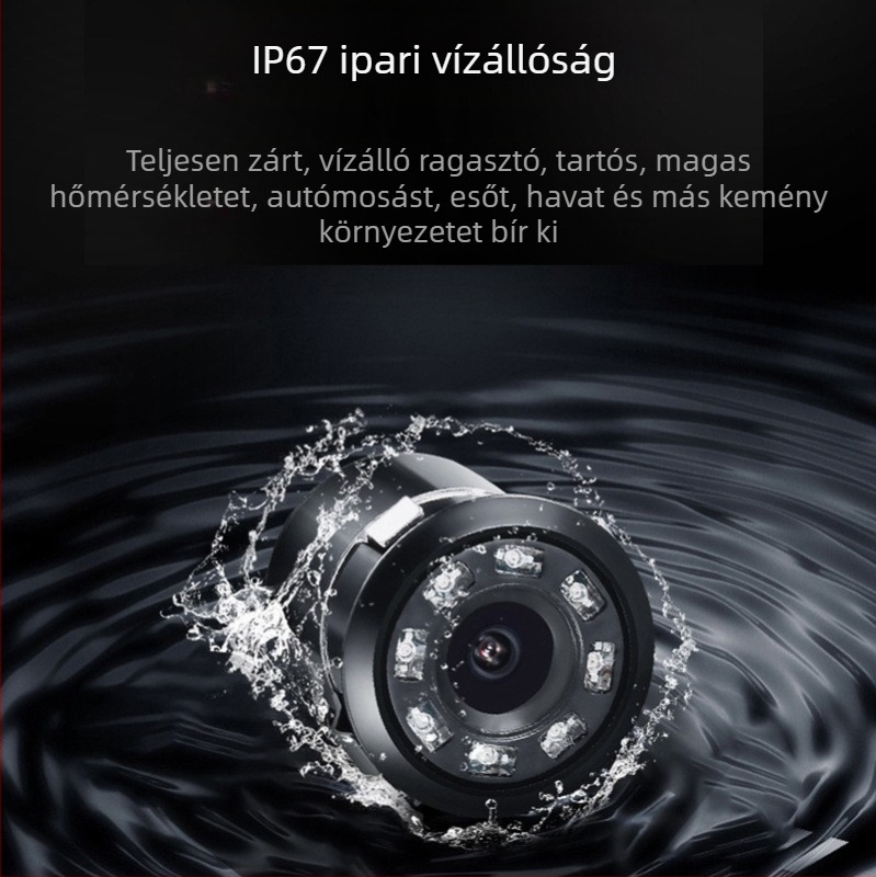 Fénnyel ellátott autó visszapillantó kamera, CH-1043 modell, 480x234 felbontás, 12V tápegység, 170° látószög
