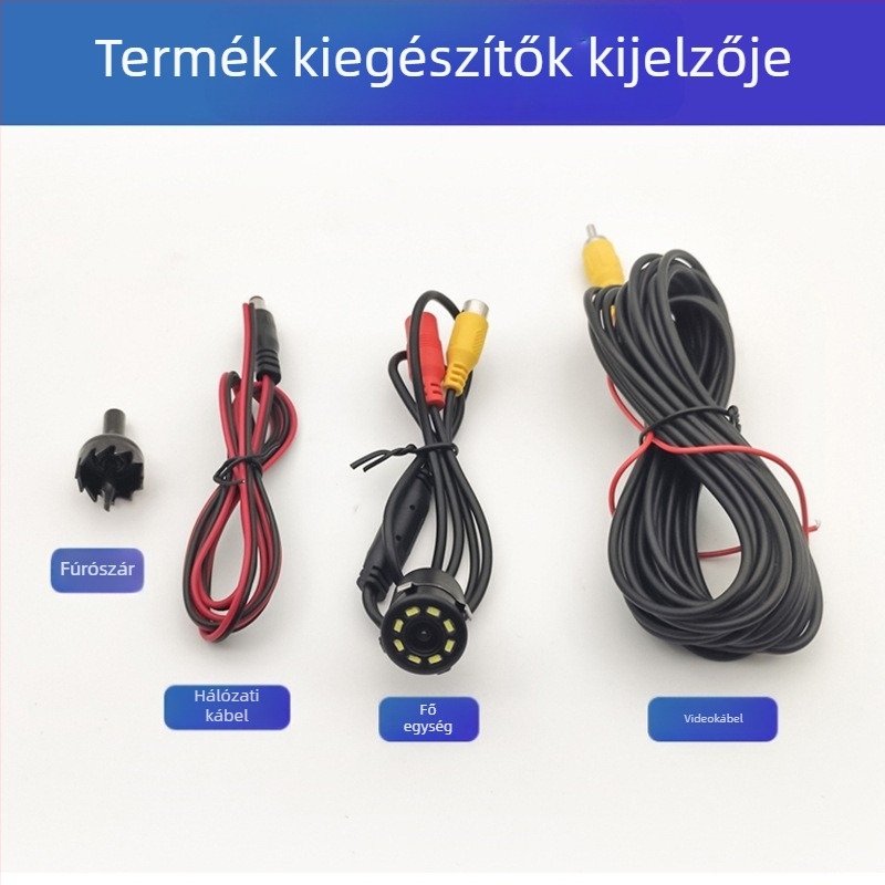 Fénnyel ellátott autó visszapillantó kamera, CH-1043 modell, 480x234 felbontás, 12V tápegység, 170° látószög