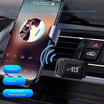 USB-s Bluetooth audió adapter és vevő autóhoz, Bluetooth 5.0 FM transzmitter, 87,5–108 MHz, 10 m hatótávolság, 5V tápegység