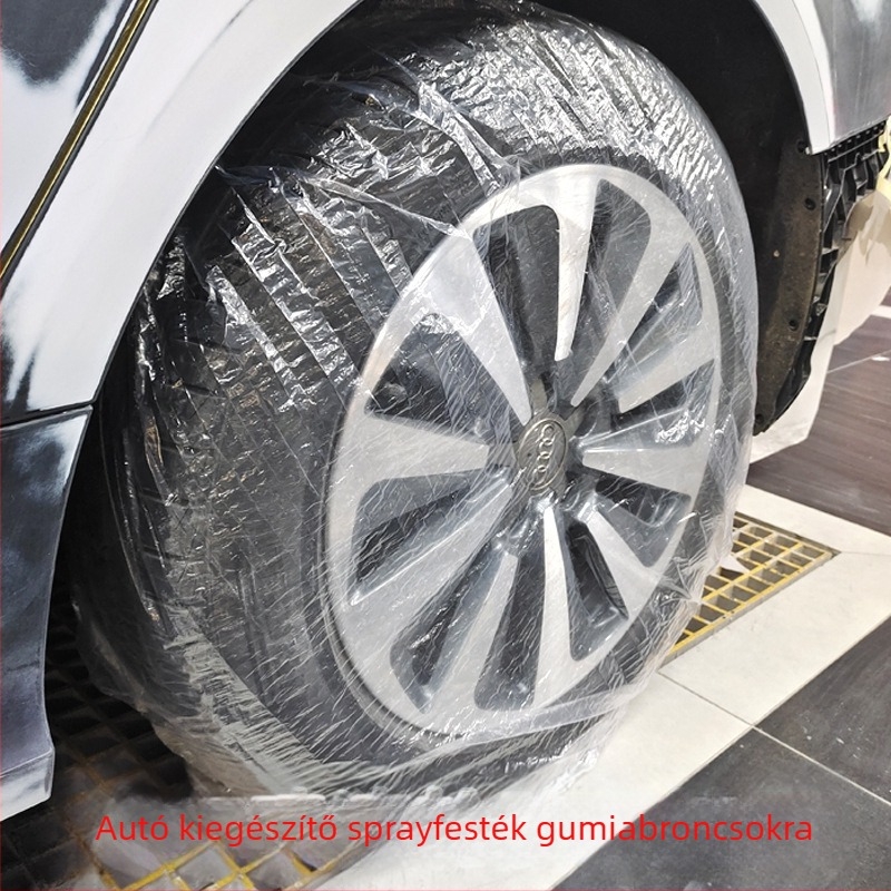 Egyszer használatos műanyag gumiabroncs burkolat festéshez, univerzális fedél anti-kutyavizelet védelemmel, PVC anyag, modell +63, márka Great beauty speed of light, licencelt magáncímke: Igen