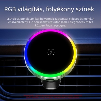 Autós mágneses tartó MagSafe vezeték nélküli töltéssel iPhone-hoz — 15W, mágneses rögzítés, illeszkedik a levegőnyílásba, univerzális kompatibilitás