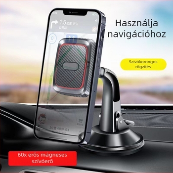 Autótelefon-tartó mágneses szilikon vákuumcsészével, univerzális középkonzolhoz