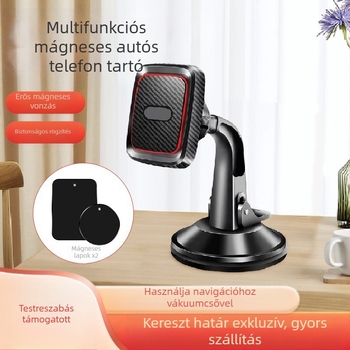 Autótelefon-tartó mágneses szilikon vákuumcsészével, univerzális középkonzolhoz