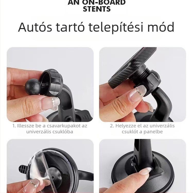 Autótelefon-tartó mágneses szilikon vákuumcsészével, univerzális középkonzolhoz
