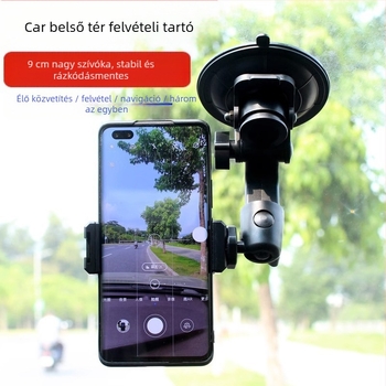 Autótelefon-tartó szívófejes előszélvédőhöz – navigációhoz, selfie-hez és videófelvételhez (tápellátás nélkül)