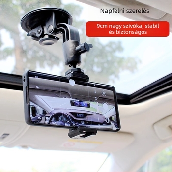 Autótelefon-tartó szívófejes előszélvédőhöz – navigációhoz, selfie-hez és videófelvételhez (tápellátás nélkül)