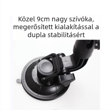 Autótelefon-tartó szívófejes előszélvédőhöz – navigációhoz, selfie-hez és videófelvételhez (tápellátás nélkül)