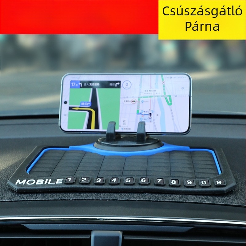 PVC anyagú csúszásmentes alátét autóhoz a műszerfalra, 360°-os forgó navigációs tartóval és multifunkcionális tárolóval