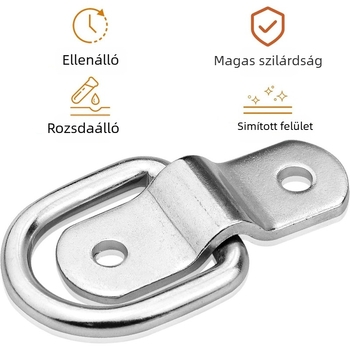 Vasból készült D-gyűrű teherhordozáshoz – fogadó csatlakozó kampóhoz, szakítószilárdság 1200 lb