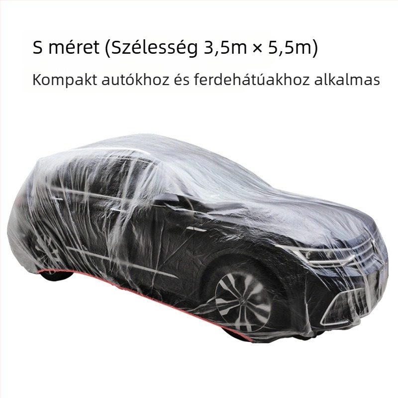 Egyszer használatos autóvédő takaró – univerzális, UV-ellenálló, eső- és porálló, átlátszó műanyagból készült teljes külső takaró