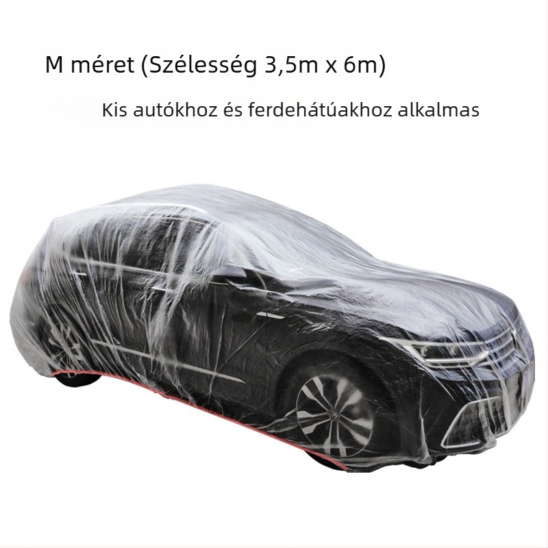 Egyszer használatos autóvédő takaró – univerzális, UV-ellenálló, eső- és porálló, átlátszó műanyagból készült teljes külső takaró
