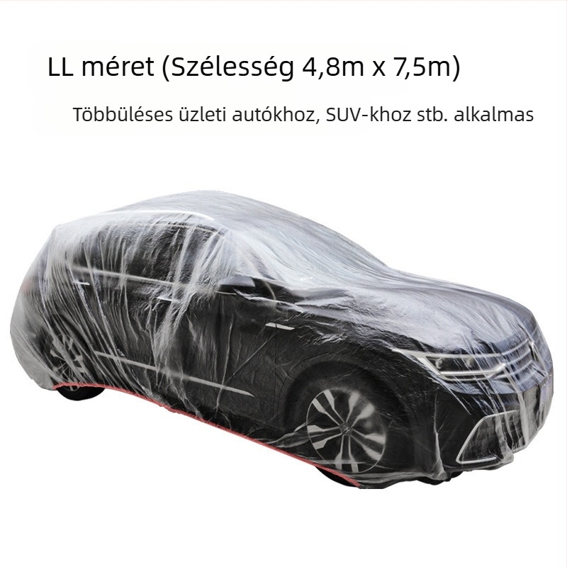 Egyszer használatos autóvédő takaró – univerzális, UV-ellenálló, eső- és porálló, átlátszó műanyagból készült teljes külső takaró