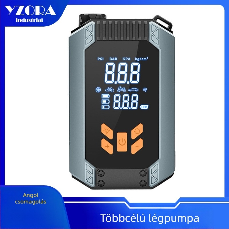 Autóindító beépített légpumpával és USB töltéssel, 14,8 V, 8 A, 30 L/min, Type-C bemenet
