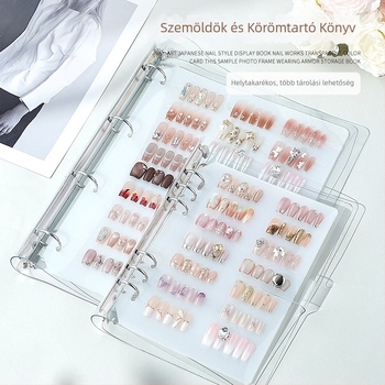 Átlátszó manikűr tárolófüzet és kijelzőtábla a kész körmök számára
