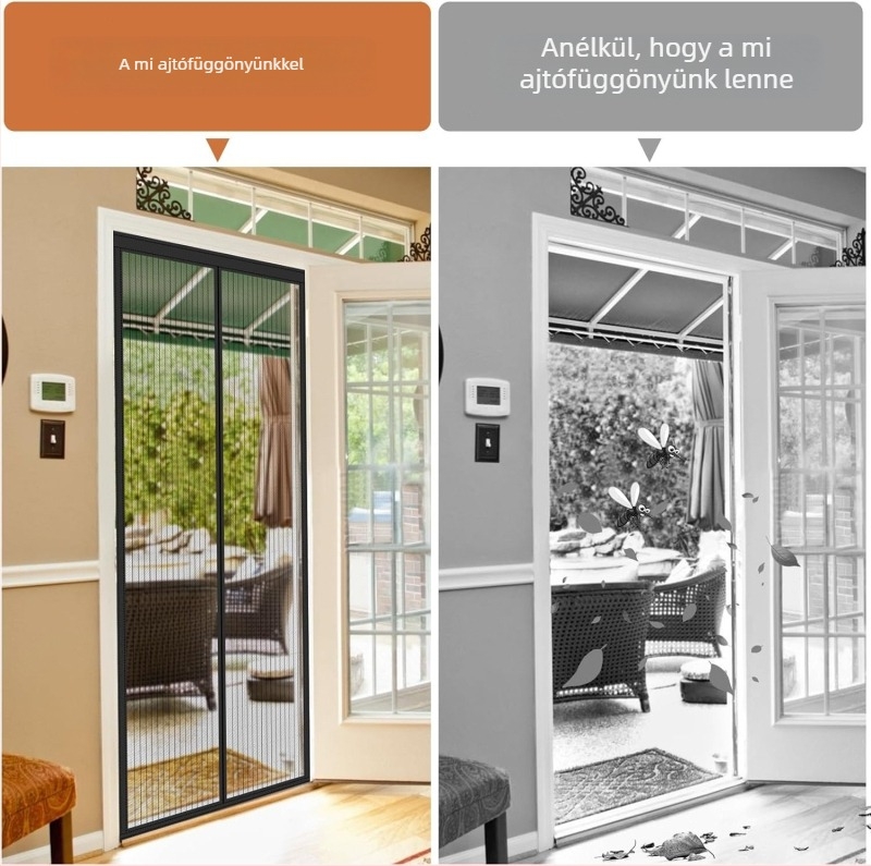 Mágneses finom háló ajtófüggöny; poliészter; anti-mosquito; nappali, hálószoba, erkély számára; stílus modern egyszerűség; márka yononet.