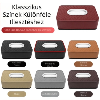 Autóba illő zsebkendőtartó – bőr, függőleges, autóhasználatra; testreszabható (Anyag: Bőr; Termékkód: 98567)