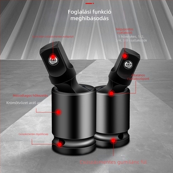 Univerzális csuklós adapter diókulcs/pneumatikus vagy elektromos csavarhúzóhoz, 360° forgás; anyag: króm-molibden acél; felületkezelés: krómozás; tömeg: 170; márka: Other