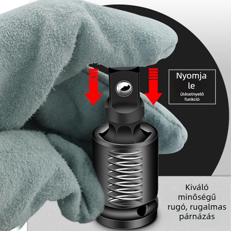 Univerzális csuklós adapter diókulcs/pneumatikus vagy elektromos csavarhúzóhoz, 360° forgás; anyag: króm-molibden acél; felületkezelés: krómozás; tömeg: 170; márka: Other