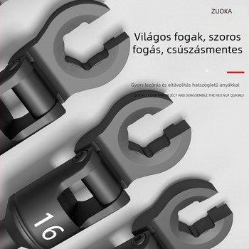 Univerzális hajlékony fejű olajcsőfogó nyitott végű, autójavításhoz; króm-vanádium acél, foszfátos bevonat, tömeg 2.0 kg