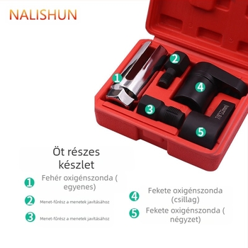 5 részes oxigén-szenzor hüvely eltávolító készlet, króm-vanádium acélból, Ruichi márka