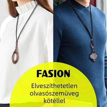 Olvasó szemüveg, összecsukható, könnyű, nyakláncon hordható kivitel, teljes keret