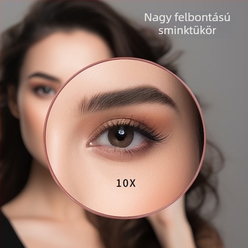 Kozmetikai tükör nagyítással: 3x, 5x, 7x, 10x, 20x és 30x, Ø15 cm, hordozható, három szívókorong a fürdőszobába.