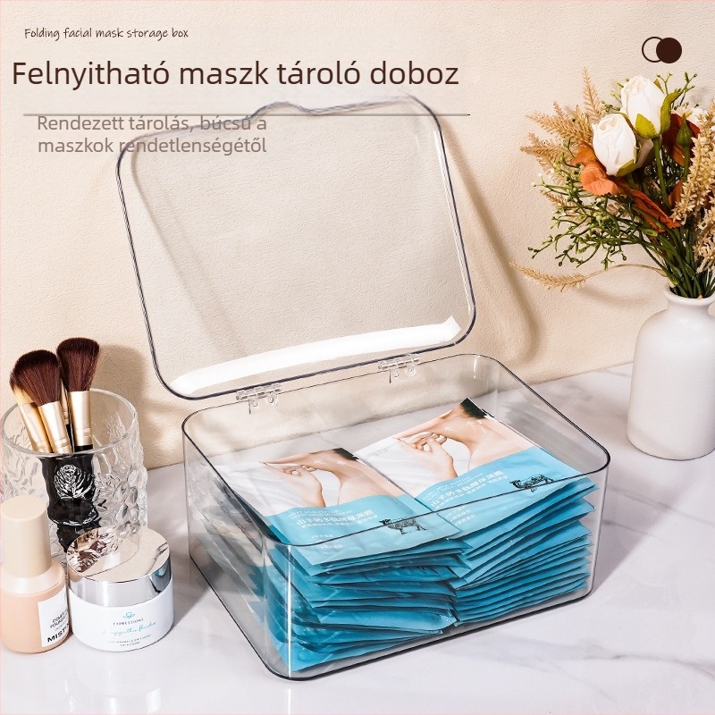 Sűrített kozmetikai tároló doboz flip fedéllel maszkkal, asztali rendező