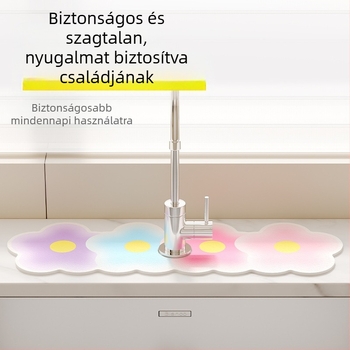 Naisi PVC nedvszívó alátét mosogatáshoz és mosdóhoz, keskeny élű, csepegtető alátét konyhához és poháralátét fürdőszobához virágos mintával