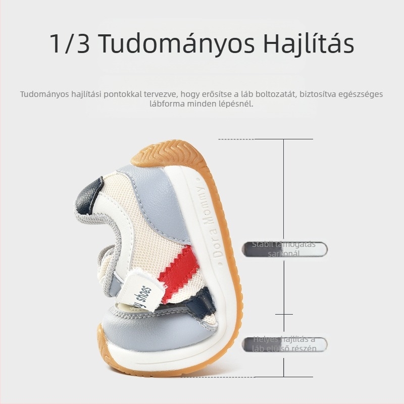 Uniszex totyogócipő hálós felsőrésszel, puha talppal, Velcro-zár, légáteresztő, csúszásmentes, 12–36 hónap