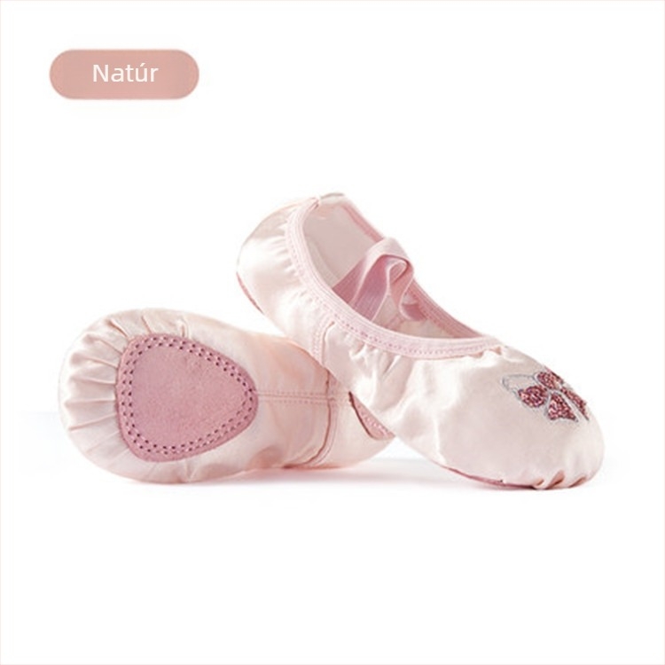 Gyerekeknek balett cipő, Iron Arrow, felső rész: selyem, talp: marha bőr, közepes vastagság