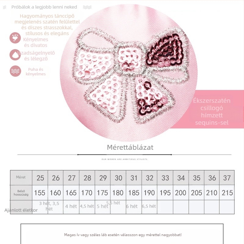 Gyerekeknek balett cipő, Iron Arrow, felső rész: selyem, talp: marha bőr, közepes vastagság