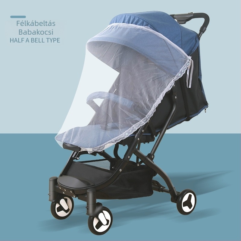 Babakocsira szóló szúnyogháló, teljes fedés, univerzális, lélegző háló; egyajtós ajtó; műanyag keret; 0–6 éveseknek; testreszabás elérhető; védelem a szúnyogok ellen, szél és leesés ellen.