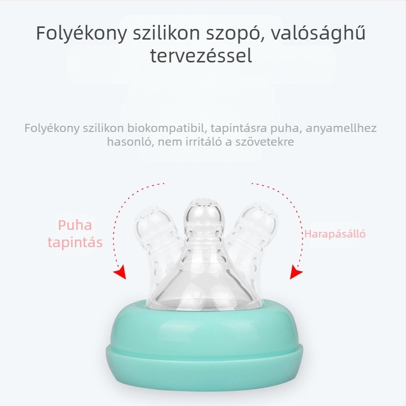 Meiyingtang Újszülött cumisüveg fogantyúval, PP anyag, széles nyakú, ívelt alak, logó nyomtatva