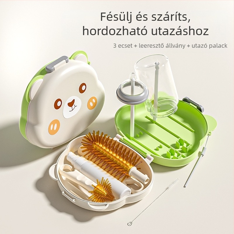 Youbeidi szilikon babatejes üveg kefekészlet – utazáshoz kompakt, tartalmaz bimbófej kefét