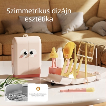 Gyerekeknek készült hordozható, kétoldalas, összecsukható üveg- és pohártisztító készlet – többfunkciós tisztító kefék, szilikon pohártisztító és tároló doboz