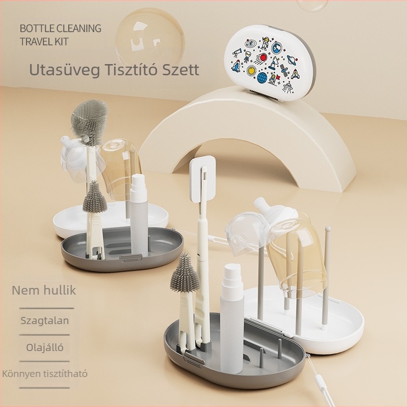 Bonmin Hordozható cumisüveg-kefe készlet – Szilikon cumisüveg kefék, Utazási tisztító készlet