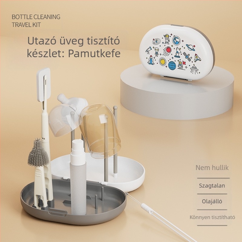 Bonmin Hordozható cumisüveg-kefe készlet – Szilikon cumisüveg kefék, Utazási tisztító készlet