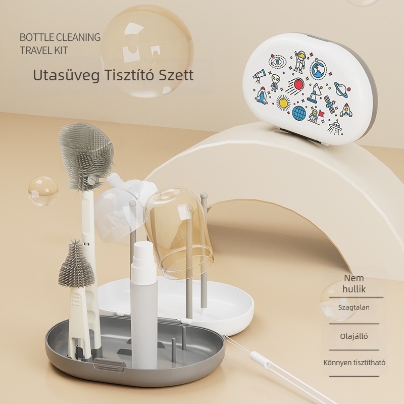 Bonmin Hordozható cumisüveg-kefe készlet – Szilikon cumisüveg kefék, Utazási tisztító készlet