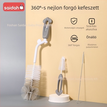 SAIDAH Cumisüveg forgó kefé nylon sörtékkel — alkalmas cumisüvegekhez, vizes üvegekhez és poharakhoz