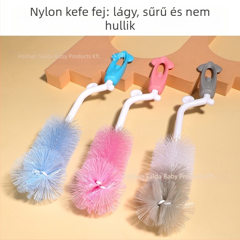SAIDAH Cumisüveg forgó kefé nylon sörtékkel — alkalmas cumisüvegekhez, vizes üvegekhez és poharakhoz