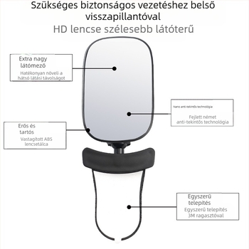 Autó belső visszapillantó tükre, 360°-os forgatás, állítható; baba megfigyelő tükör, négykerekű járművekhez