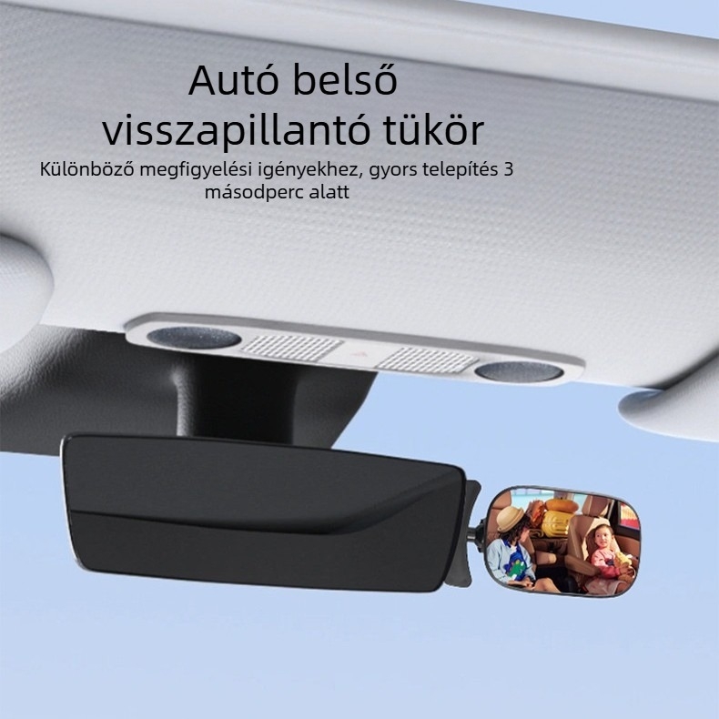 Autó belső visszapillantó tükre, 360°-os forgatás, állítható; baba megfigyelő tükör, négykerekű járművekhez
