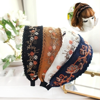 YOAPOE Jewelry etno-stílusú kézzel készített textil hajpánt, retro dizájn
