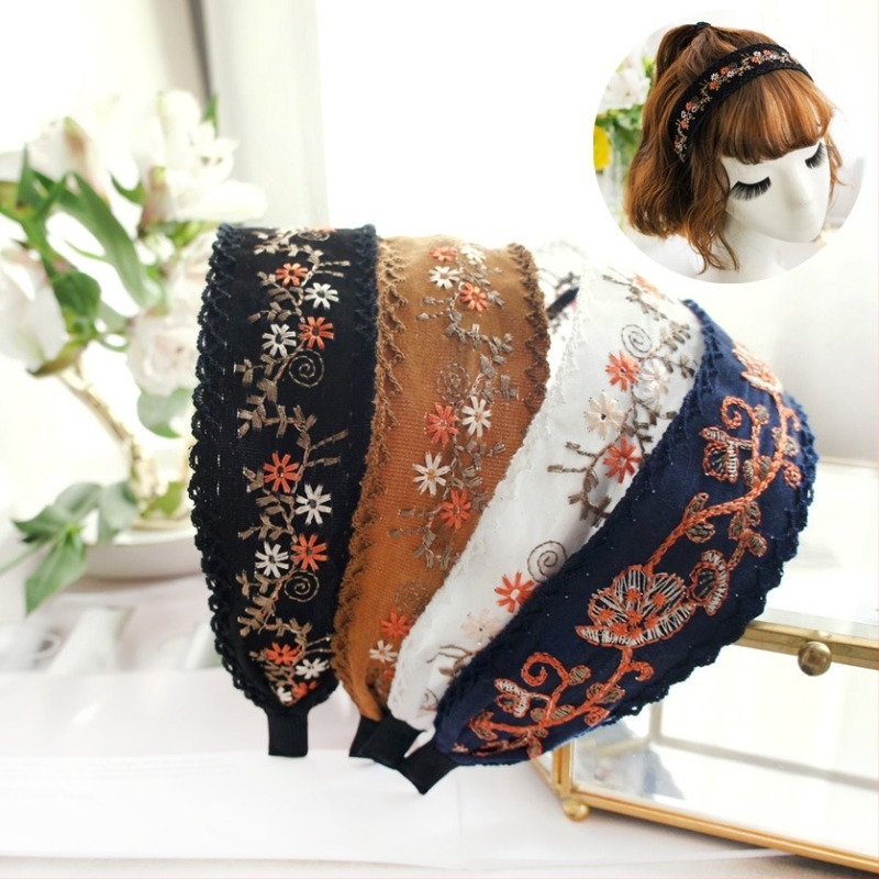 YOAPOE Jewelry etno-stílusú kézzel készített textil hajpánt, retro dizájn