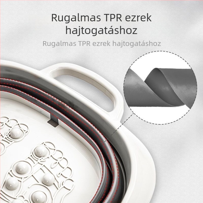 Összecsukható lábfürdő vödör masszázs funkcióval - hordozható műanyag lábágyú (PP+TPR)
