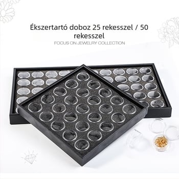Köröm eszközök tároló doboza 25/50 rekesszel, műanyag kivitelben, köröm ékszerek és gyémánt kiegészítők tárolására – ZLY