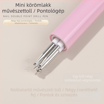Manikűr 4 az 1-ben lyukasztó toll gyöngy- és gyémántdíszítéssel, forgó eszköz, műanyag hosszú nyél