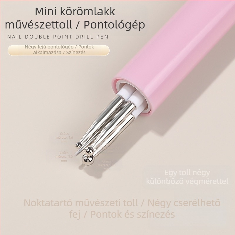 Manikűr 4 az 1-ben lyukasztó toll gyöngy- és gyémántdíszítéssel, forgó eszköz, műanyag hosszú nyél