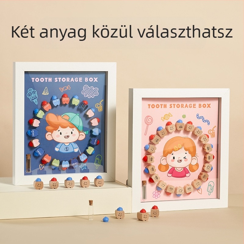 Fából készült tejfog tároló doboz gyerekeknek 4-6 éveseknek; 3C kategória: Egyéb játékok 14 éves kor alatt